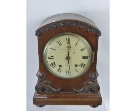 A Late Regency Oak Cased Parkinson & Frodsham London Mantel Clock, with decorative carved moulding to case corners, decorativ