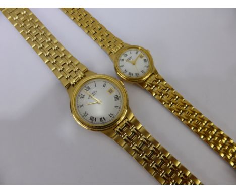 A Pair of "His" and "Hers" Rotary Wrist Watches, white face, Roman numerals in original presentation boxes.