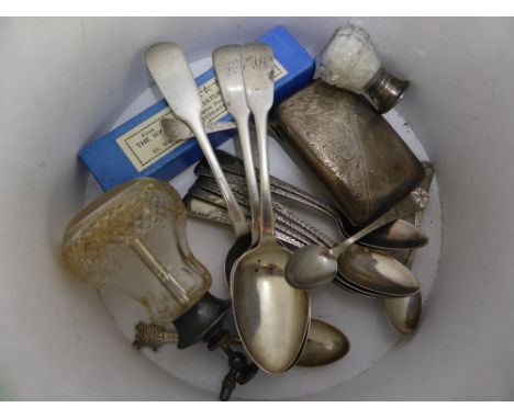 A Collection of Solid Silver, including cigarette case Birmingham hallmark, mm W.M. Ltd., dd 1923, six Victorian teaspoons, m