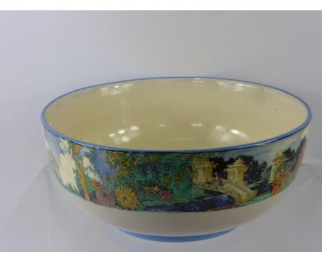 Clarice Cliff for Newport Pottery Bowl, depicting pagoda garden, approx 21 cms dia.