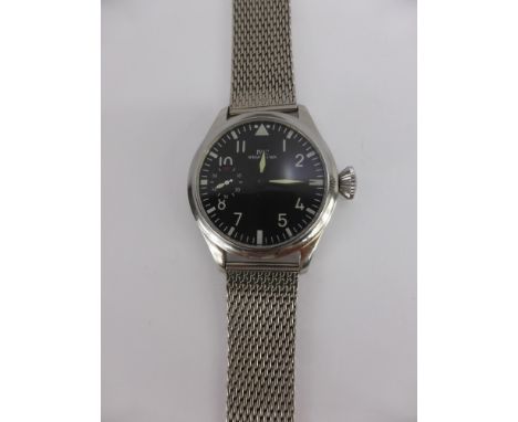 A Gentleman's Skeleton Back IWC Caliber 77 Military Style Wrist Watch, circa 1919. The watch engraved International Watch Com