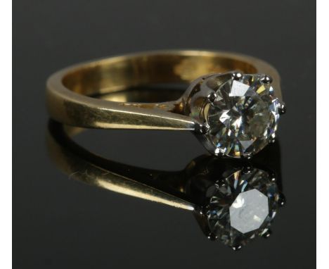 A 18ct gold moissanite ring, size J. 3.91g.  