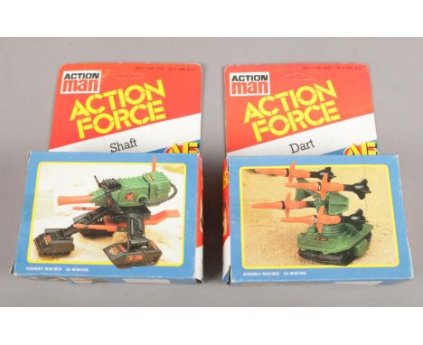 Two vintage Action Man Action Force boxed toys. 'Dart' &amp; 'Shaft' .  