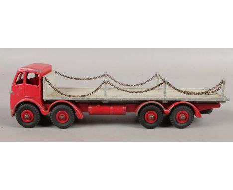 A Dinky Supertoys No.905 red and grey Foden chain Flat Truck.  one chain support broken to rear of truck
