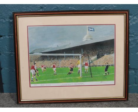 Alan Damms framed limited edition print. 12/100, F.A. Cup final 25th April 1936- Arsenal v Sheffield United, Signed by artist