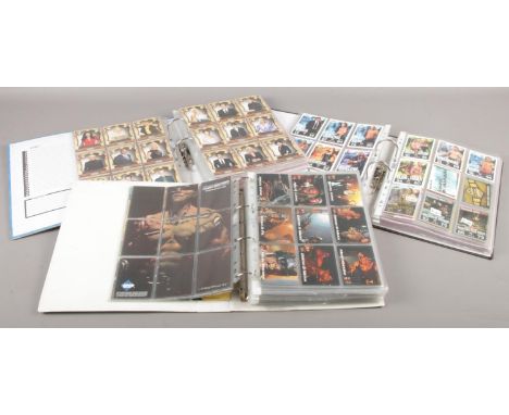 A collection of trading cards. Three ring binders to include Pokemon, Topps -WWE -UFC, Doctor Who, Yu-Gi-Ohi, Dredd, National