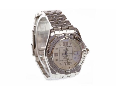 LADY'S BREITLING COCKPIT STAINLESS STEEL QUARTZ WRIST WATCHthe round dial with applied stainless steel Roman numerals and dia