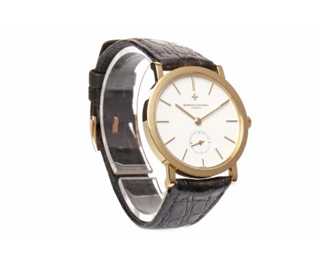 GENTLEMAN'S VACHERON CONSTANTIN EIGHTEEN CARAT GOLD MANUAL WIND WRIST WATCHthe round white dial with applied gold baton hour 