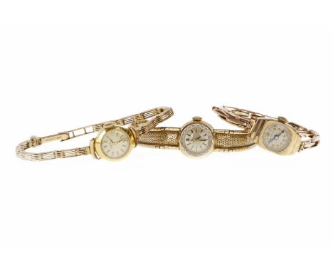 LADY'S OMEGA NINE CARAT GOLD MANUAL WIND WRIST WATCHthe round dial with applied gold baton hour markers, 16mm case, on a nine
