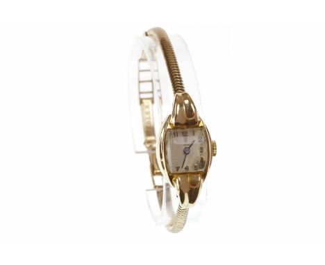 LADY'S TUDOR NINE CARAT GOLD MANUAL WIND COCKTAIL WATCHsigned 17 rubis movement, the square dial with Arabic numerals, the 16