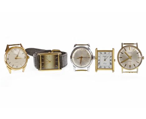 GROUP OF FIVE VARIOUS GENTLEMAN'S WRIST WATCHEScomprising an Accurist quartz wrist watch on a black strap; Poljot manual wind