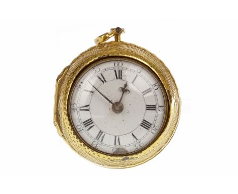 NINETEENTH CENTURY GILT PAIR CASED POCKET WATCHthe round white enamel dial with Roman numerals in black, Arabic numeral outer
