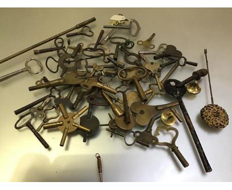 A collection of various clock keys including carriage clocks, mantel clocks, longcase clocks, bracket clocks etc. (a lot)