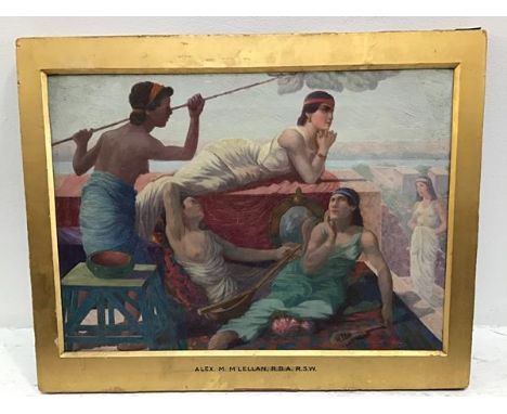 Alex M McLellan, Daughters of Egypt, oil on canvas, signed, in gilt frame (25cm x 36cm excluding frame)