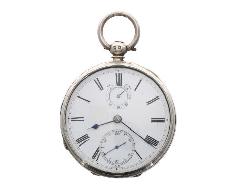 Victorian silver fusee lever 'up/down' dial pocket watch, London 1864, the movement signed R. Hillaby, 229 Glossop Road, Shef