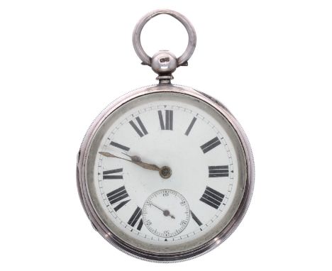 Heavy Victorian silver fusee lever pocket watch, Birmingham 1885, unsigned movement, no. 22834 with foliate engraved balance 