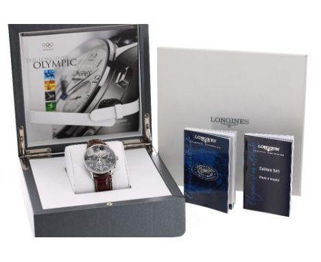 Longines Olympic Collection Chronograph Quartz stainless steel gentleman's wristwatch, ref. L2.649.4, circular black dial wit