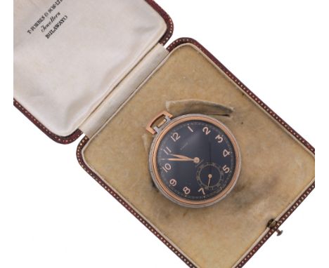 Rolex stainless steel and rose gold dress pocket watch with Elinvar balance, ref. 3079, case serial no. 1008960, 17 jewel lev