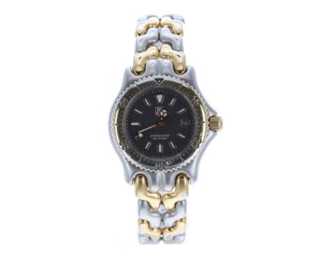 Tag Heuer SEL Professional 200m bicolour lady's bracelet watch, ref. S95.215, circular grey dial, screw-down crown with quick
