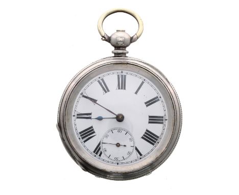 Silver cylinder engine turned pocket watch, three-quarter plate movement with gilt three arm balance and regulator, no. 6607,