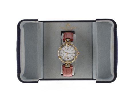 Maurice Lacroix Calypso bicolour gentleman's wristwatch, ref. 95346, circular white dial, screw-down crown with quick set dat