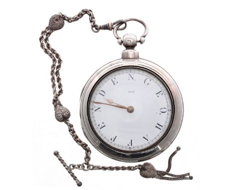 Victorian silver pair cased verge pocket watch, London 1865, the fusee movement signed Jn. Smith, Cranbrook, no. 12527, with 