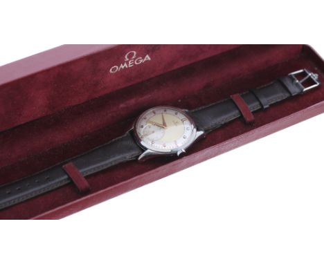 Omega 'Jumbo' stainless steel gentleman's wristwatch, ref. 2505-6, circa 1939, serial no. 996xxxx, the circular dial with cha
