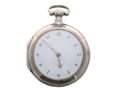 George III silver verge pair cased pocket watch, Birmingham 1793, the fusee movement signed Danby, London, no. 1726, with pie