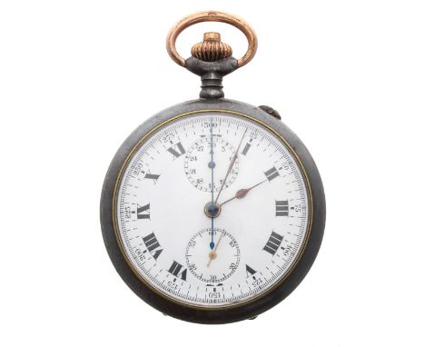 Swiss gunmetal centre seconds chronograph lever pocket watch, gilt frosted movement, no. 172723, with compensated balance and