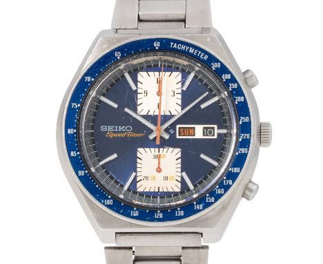 SEIKO Vintage "Kakume" Speedtimer Chronograph Herrenarmbanduhr. Edelstahl. Automatik-Werk Kal. 6138, Service empfohlen (+20 S