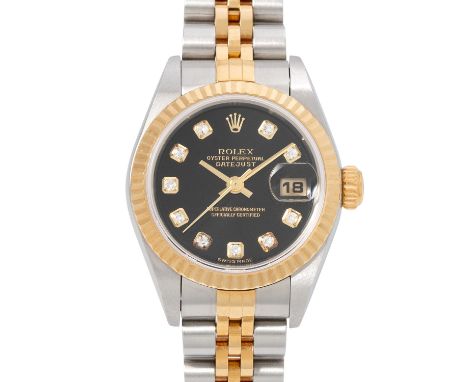ROLEX Lady Datejust 26 Ref 79173 "Factory Diamanten" Damenuhr. LC 100. Box und Papiere. Edelstahl / 18K Gelbgold. Automatik-W