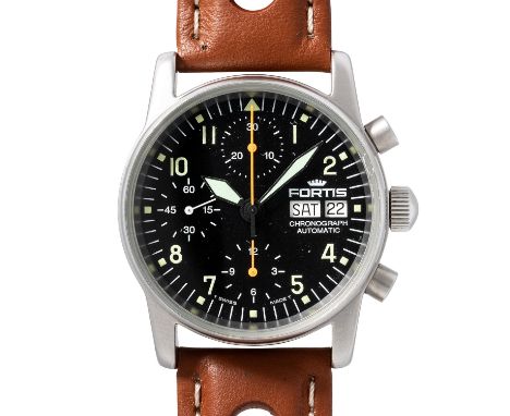 FORTIS Flieger Chronograph Ref. 622.10.141. Edelstahl. Automatik-Werk Valjoux Kal. 7750 mit sehr guten Gangwerten (-2 Sek., 2