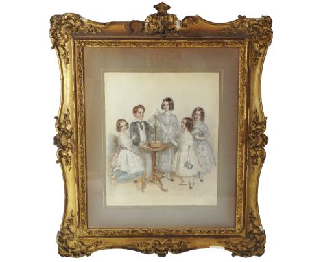 Anton Hahnisch (1817-1897)
A group portrait of family members of Sir Arthur James Rugge-Price, 5th Baronet, (1808-1892)
signe