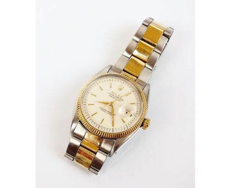 A Gentleman's Rolex gold and stainless steel Oyster Perpetual Datejust Superlative Chronometer bracelet Wristwatch, the white