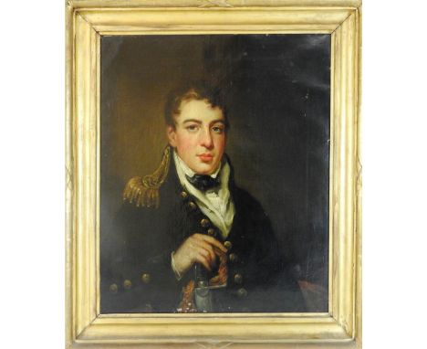 Circle of John Opie (1761-1807)
Portrait of a Junior Captain RN, head and shoulders wearing 'best unifrom' rather than workin