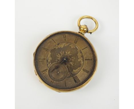 A Gentleman's Muret-Geneve open face pocket watch, the gold dial with Roman numerals and subsidiary seconds dial, movement st
