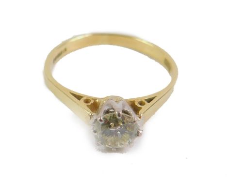 An 18ct gold and diamond solitaire ring, approx 1/2ct, size K/L, 2.3g.