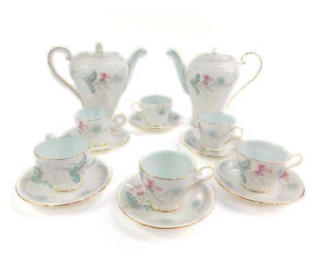 An Aynsley porcelain part coffee service, decorated with meadow flowers, pattern no C1449, printed and painted marks, compris