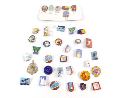 Butlins enamel badges, 1946 - 1966, including Minehead, Filey, Skegness and Clacton. (qty)