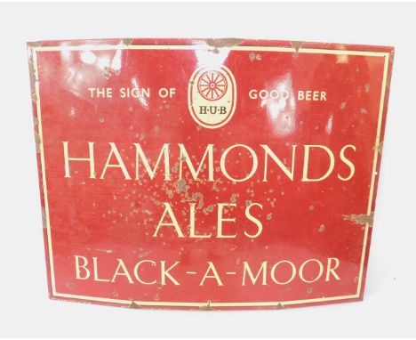 A Hammond's Ales enamel advertising sign, The Sign Of Good Beer, Black-A-Moor, 117cm H, 152cm W.