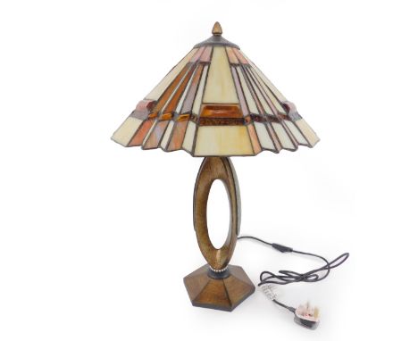 *A Minster Tiffany style table lamp, decorated in the Lucy pattern, 41cm dia.