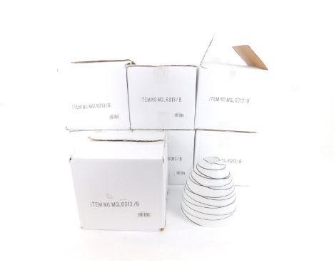 *Seven glass lamp shades with black and white swirl decoration, 16.5cm H, 16cm Dia. (all boxed)