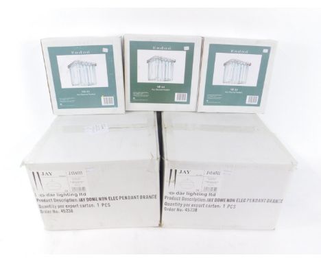 *A pair of Dar Lighting Jay pendant lamps, and three Endon non-electrical pendant lights. (5, boxed)