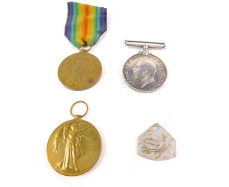 WWI Great War and Victory Medals, to Gnr R E Dance, Royal Artillery, 190635, together with a Victory Medal to Pte J Collier, 