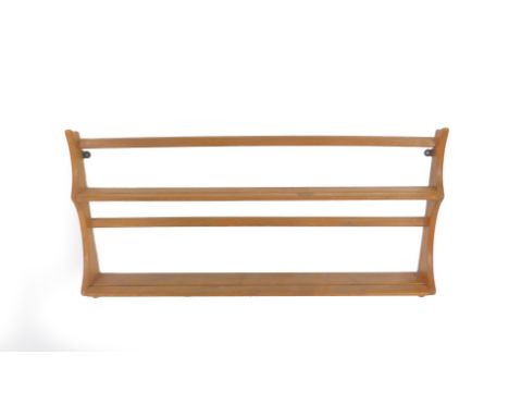 An Ercol elm plate rack, c1960s, designed by Lucian Ercolani, 50cm H, 96cm W, 13cm D.