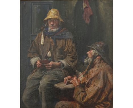 Aloïs Boudry (1851-1938), two fishermen playing cards, oil on canvas Dim.: 58,5 x 52,5 cm (frame)Dim.: 42 x 36 cm Condition r