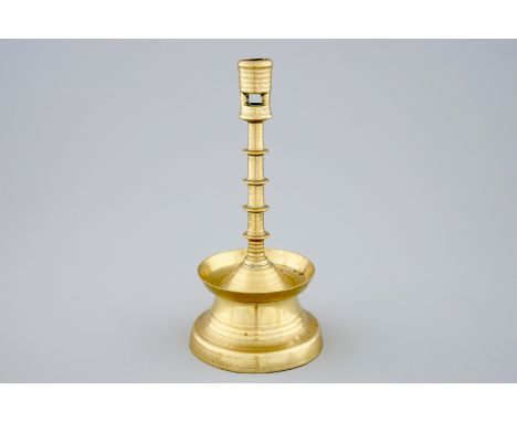 A copper alloy candle stick, The Low Countries, late 15th C. H.: 23,5 cm 