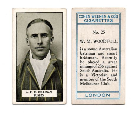 An album containing cigarette and trade cards of cricket interest including approximately 72 Wills 'Cricketers Series 1901 (p
