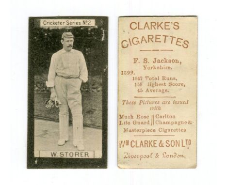 A collection of 12 Wm Clarke 'Cricketer Series' cigarette cards circa 1901, including number 19 'W.G. Grace', together with 4