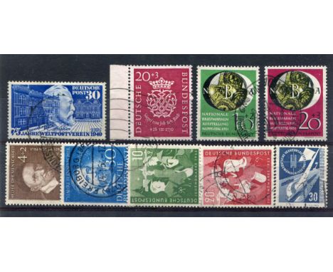Foreign stamps in an album, two stock books plus folders with Belgium, Egypt, Denmark from 1851, West Germany 1954 Heuss 50 P